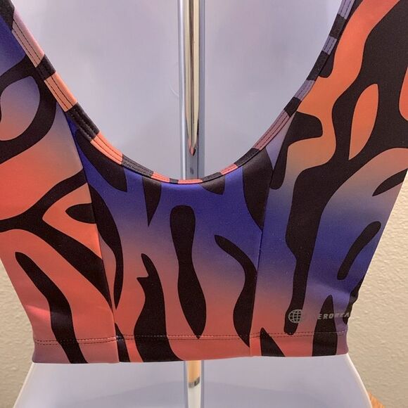 Take 50% OFF- Adidas Multicolor Zebra Print Crop Top-Size-S - Picture 8 of 9